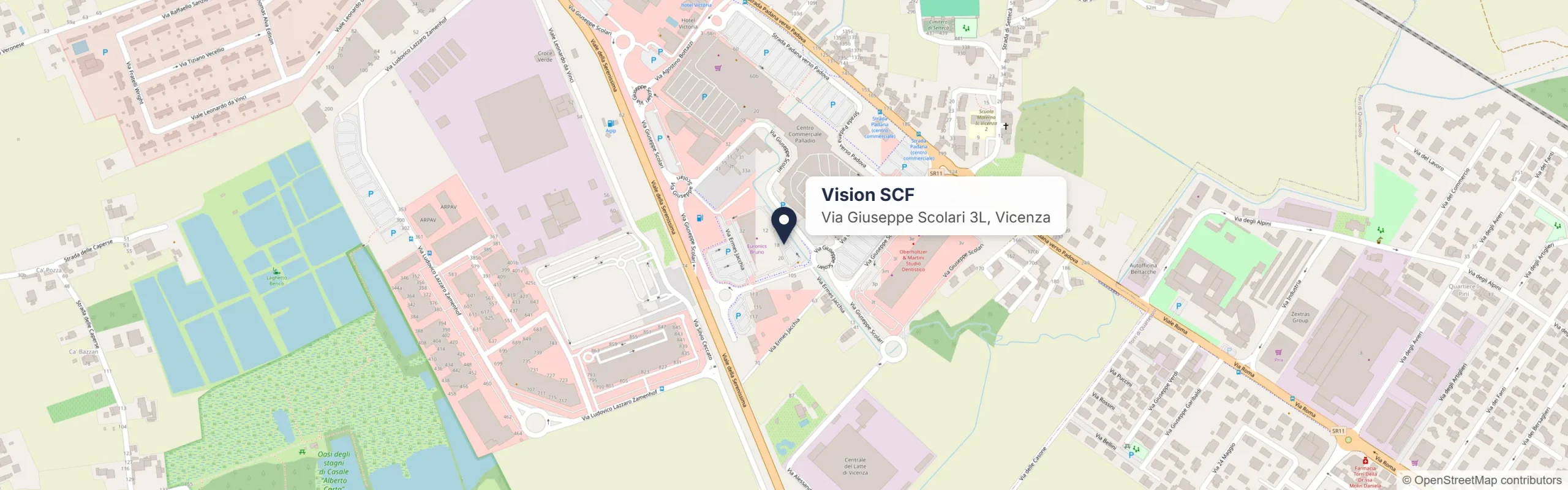 Mappa della sede Vision SCF in Via Giuseppe Scolari 3L, Vicenza