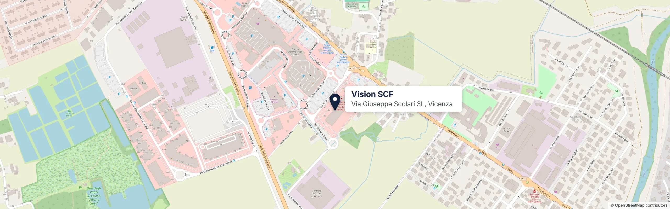 Mappa della sede Vision SCF in Via Giuseppe Scolari 3L, Vicenza